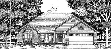 European One-Story Elevation of Plan 79103