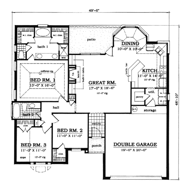 European One-Story Level One of Plan 79106