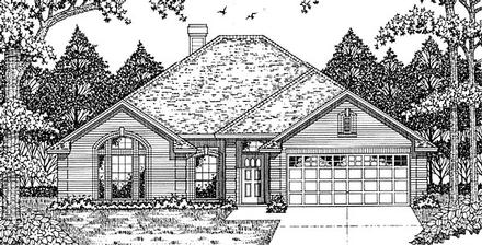 European One-Story Elevation of Plan 79106