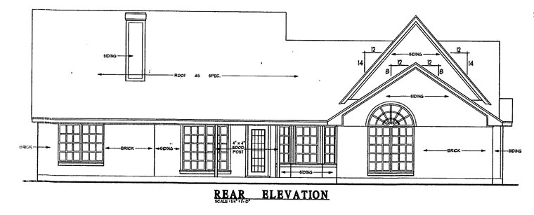 Country Southern Rear Elevation of Plan 79108