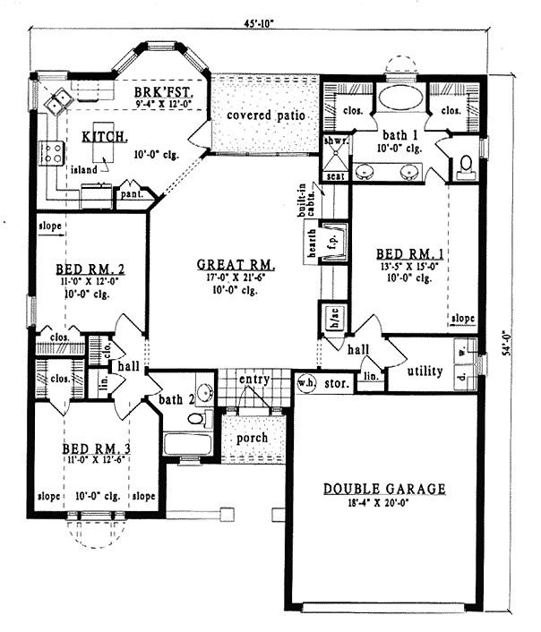 European One-Story Level One of Plan 79109