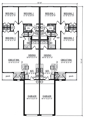 Multi-Family Plan 79110 First Level Plan