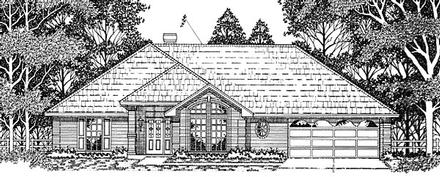 European One-Story Elevation of Plan 79113