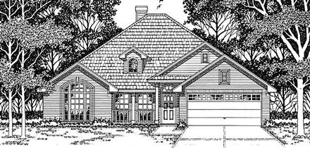 European One-Story Elevation of Plan 79115