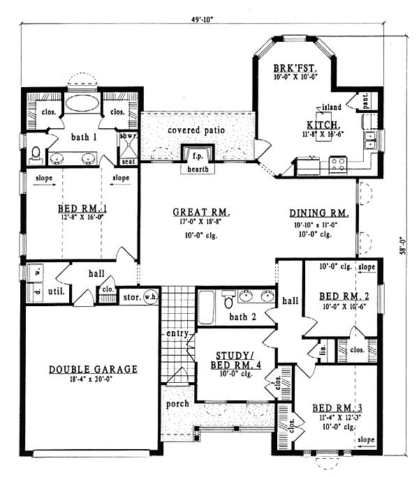 European One-Story Level One of Plan 79116