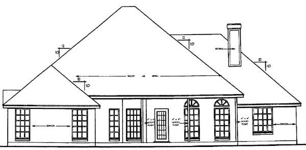 European One-Story Rear Elevation of Plan 79120