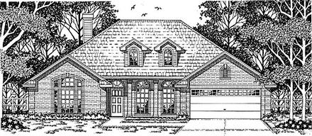 European One-Story Elevation of Plan 79123
