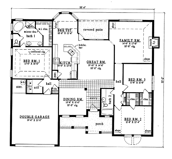 European One-Story Level One of Plan 79124