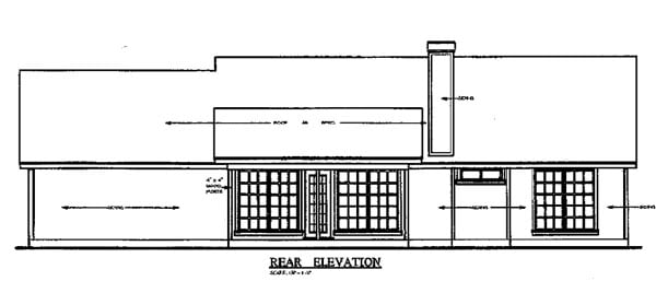 One-Story Traditional Rear Elevation of Plan 79125