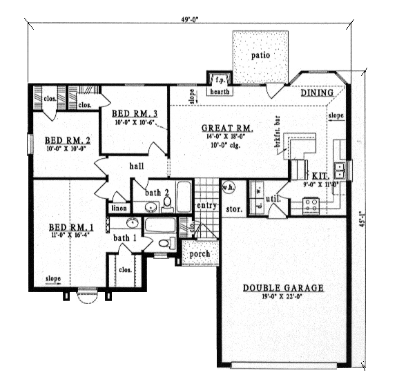 European One-Story Level One of Plan 79127