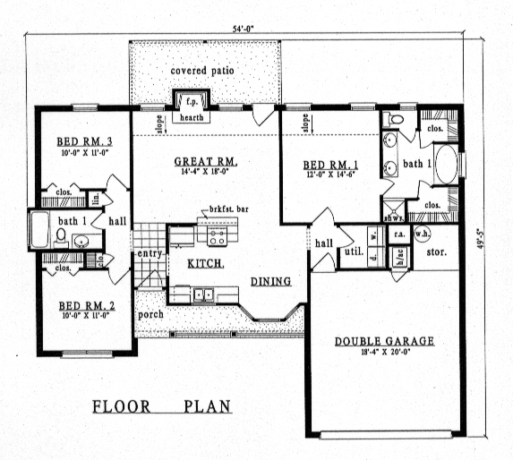 One-Story Traditional Level One of Plan 79128