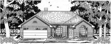 European One-Story Elevation of Plan 79129