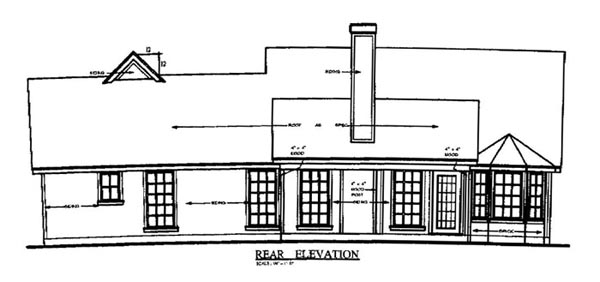 Traditional Rear Elevation of Plan 79132