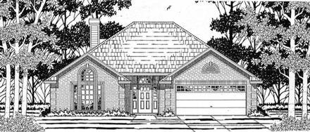 European One-Story Elevation of Plan 79137