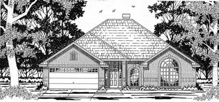 European One-Story Elevation of Plan 79138