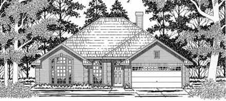 European One-Story Elevation of Plan 79144