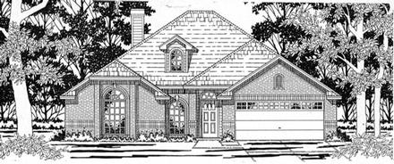 European One-Story Elevation of Plan 79148