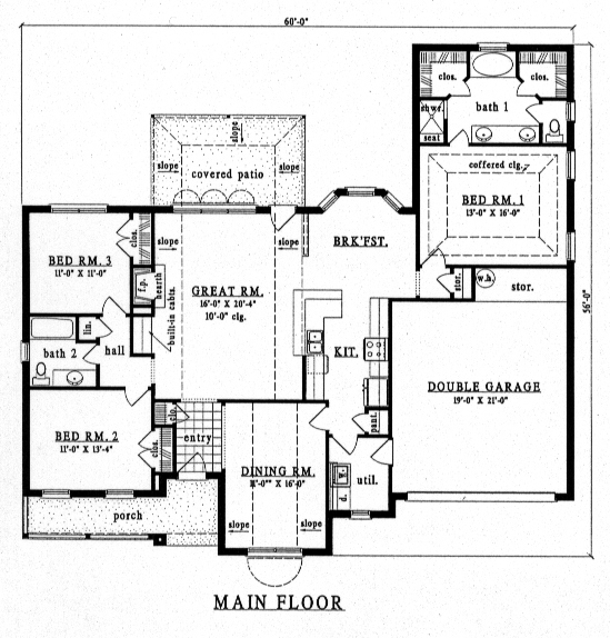 European One-Story Level One of Plan 79149