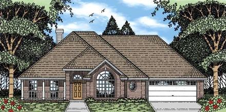 European One-Story Elevation of Plan 79149