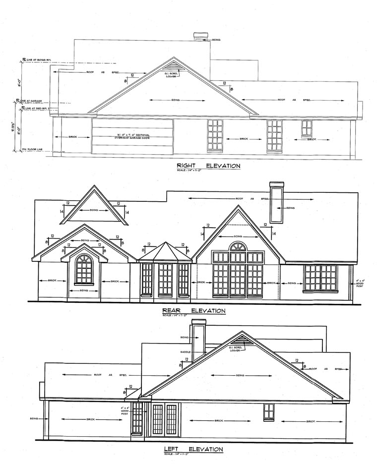 Cape Cod Country Tudor Rear Elevation of Plan 79150