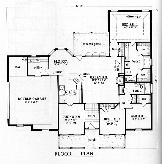 Colonial Country One-Story Level One of Plan 79151