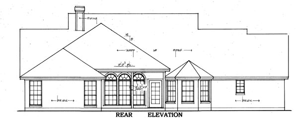 Colonial Country One-Story Rear Elevation of Plan 79151
