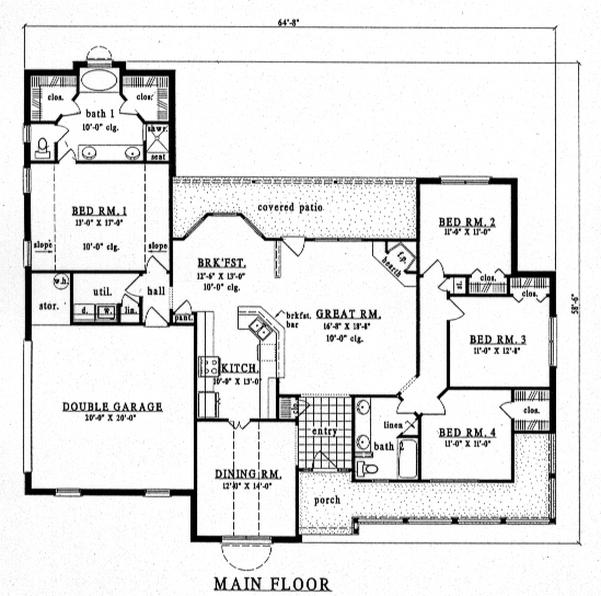 Country One-Story Level One of Plan 79154