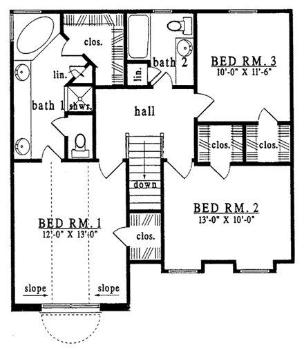 House Plan 79158 Second Level Plan