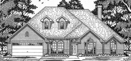European One-Story Elevation of Plan 79160