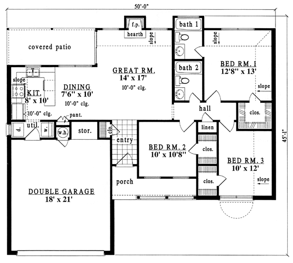 One-Story Traditional Level One of Plan 79169