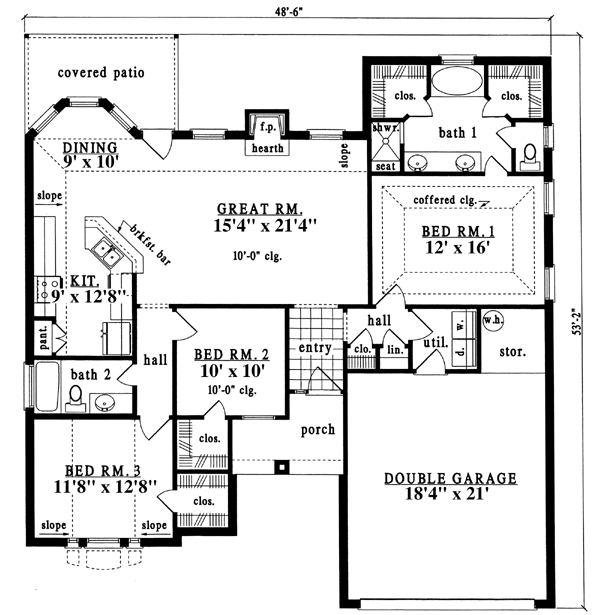European One-Story Level One of Plan 79176