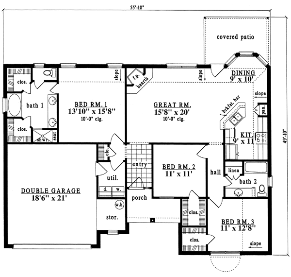 European One-Story Level One of Plan 79180