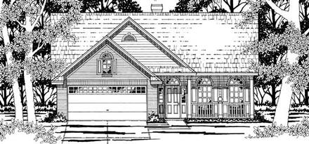European One-Story Elevation of Plan 79181