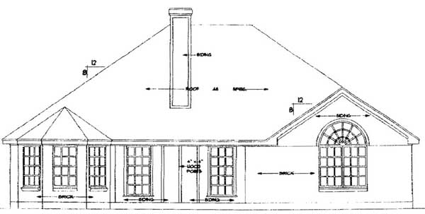 European One-Story Rear Elevation of Plan 79187