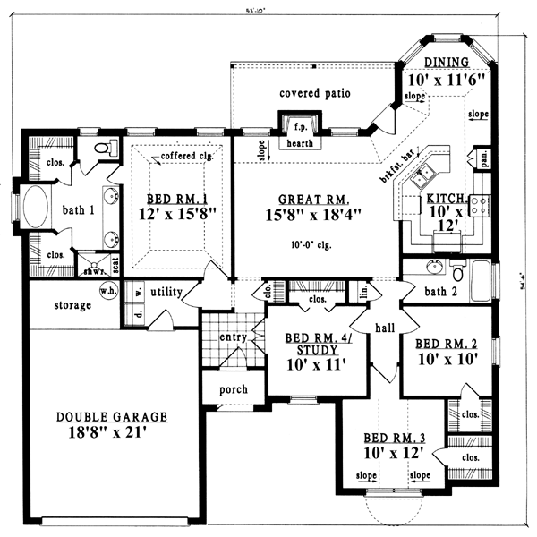 European One-Story Level One of Plan 79188