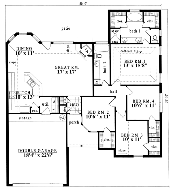 European One-Story Level One of Plan 79190