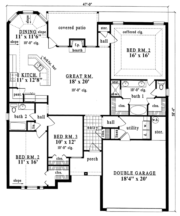 European One-Story Level One of Plan 79195