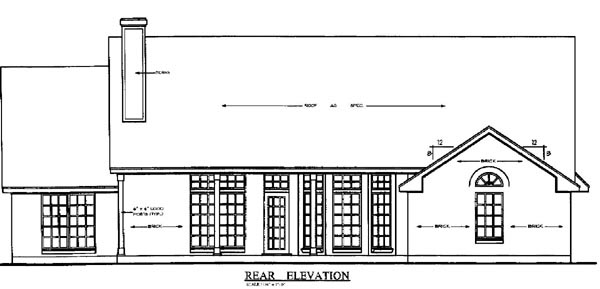 Country One-Story Rear Elevation of Plan 79196
