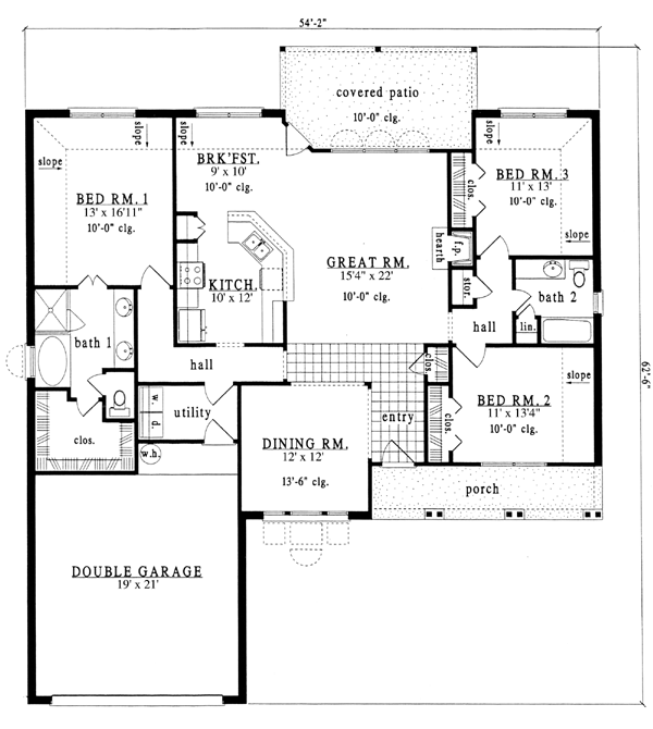European One-Story Victorian Level One of Plan 79197