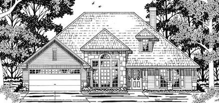 European One-Story Victorian Elevation of Plan 79197