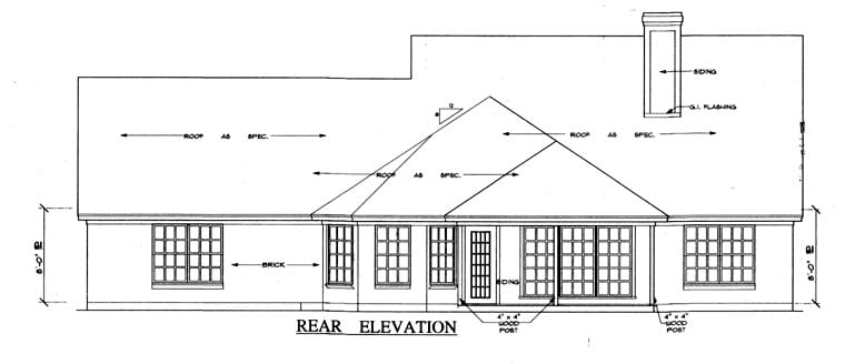Cape Cod Country Rear Elevation of Plan 79202