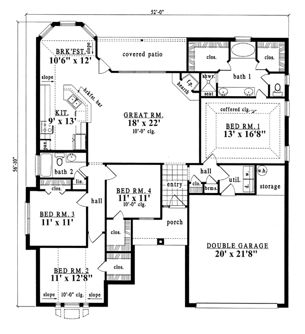 European One-Story Level One of Plan 79203