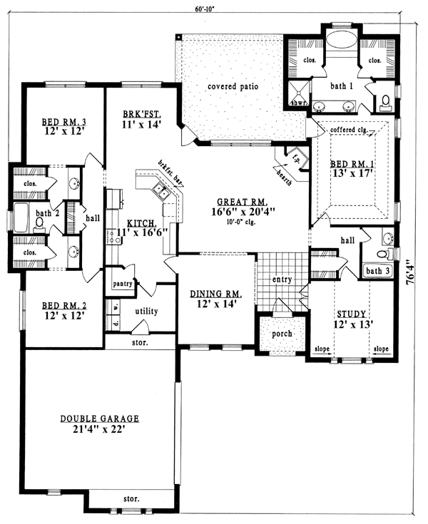 European One-Story Level One of Plan 79213