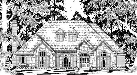 European One-Story Elevation of Plan 79222