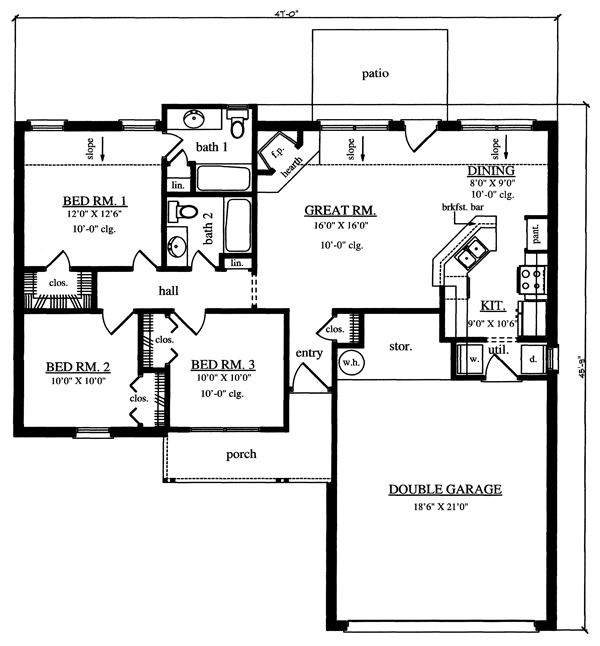 One-Story Traditional Level One of Plan 79231