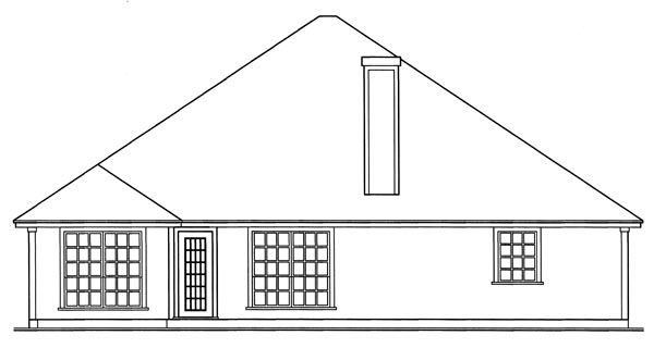 European One-Story Rear Elevation of Plan 79234