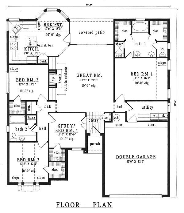 European One-Story Level One of Plan 79237