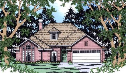 European One-Story Elevation of Plan 79237