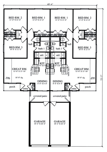 Multi-Family Plan 79238 First Level Plan