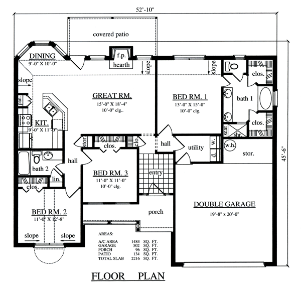 Country One-Story Traditional Level One of Plan 79246